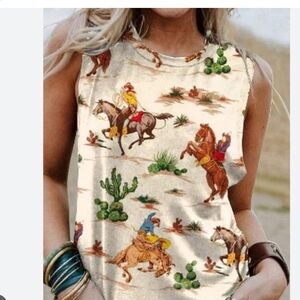 SHEIN Cowboy Print Sleeveless Top